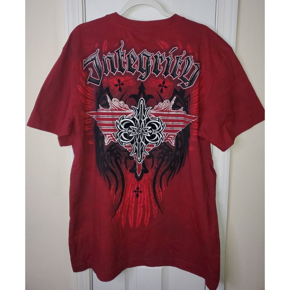 Raw Blue Cross Graphic Embellishments Integrity T Shirt Black Red Mens Sz 2XL 2X